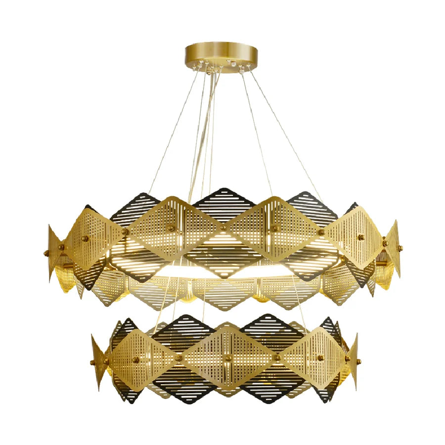 Postmodern Luxury LED Chandelier Lighting Stainless Steel Round Creative Hanging Lamp For Dining Living Room Bedroom Villa Deco