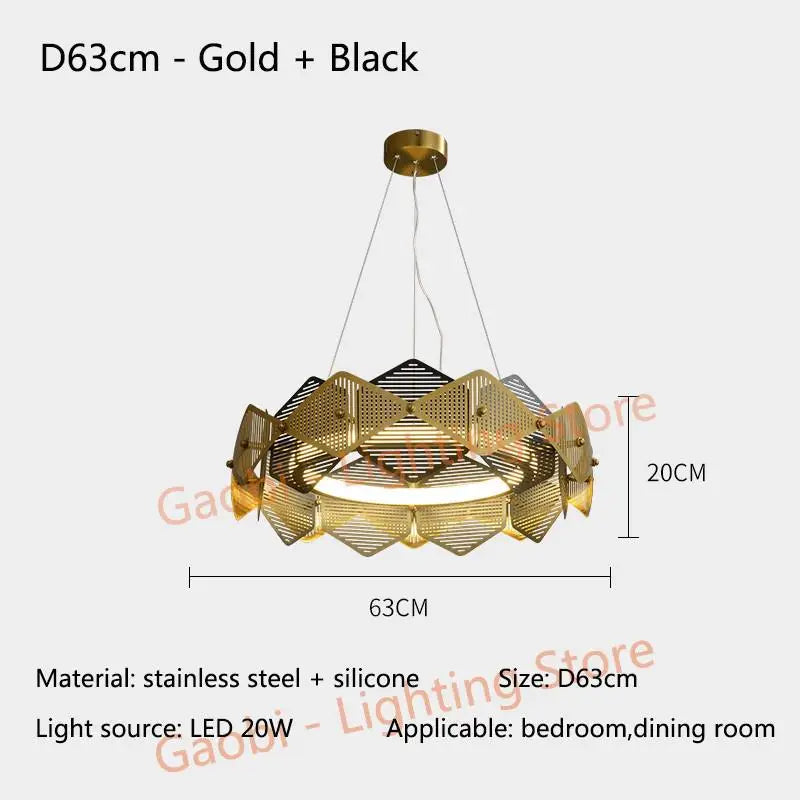 Postmodern Luxury LED Chandelier Lighting Stainless Steel Round Creative Hanging Lamp For Dining Living Room Bedroom Villa Deco