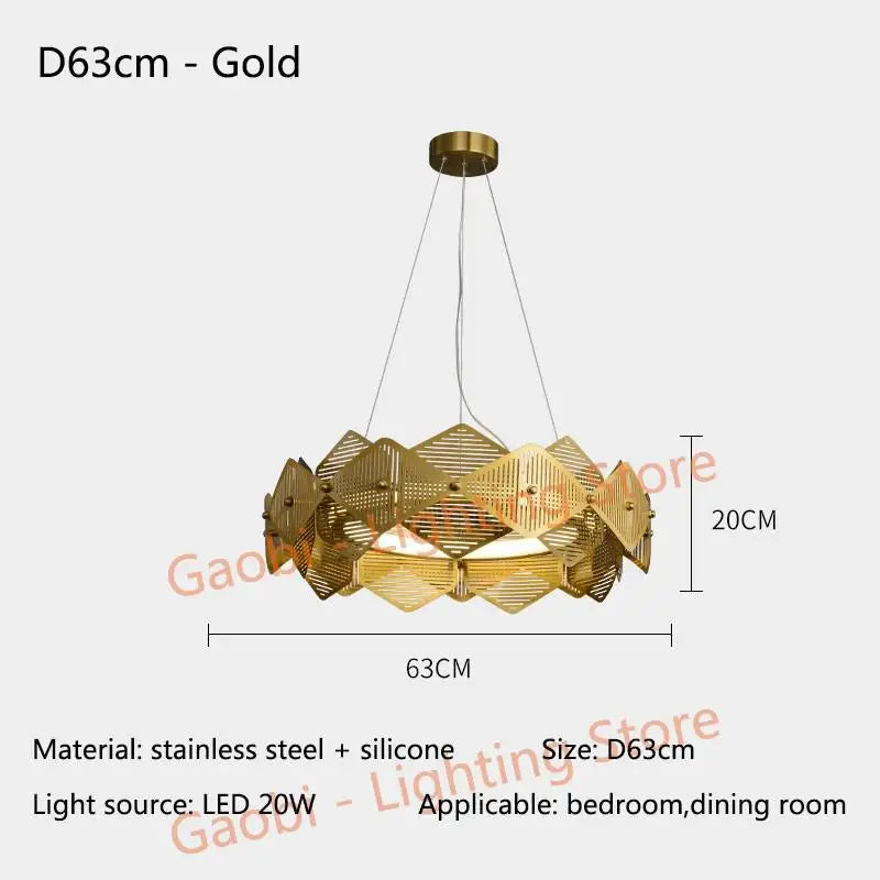 Postmodern Luxury LED Chandelier Lighting Stainless Steel Round Creative Hanging Lamp For Dining Living Room Bedroom Villa Deco
