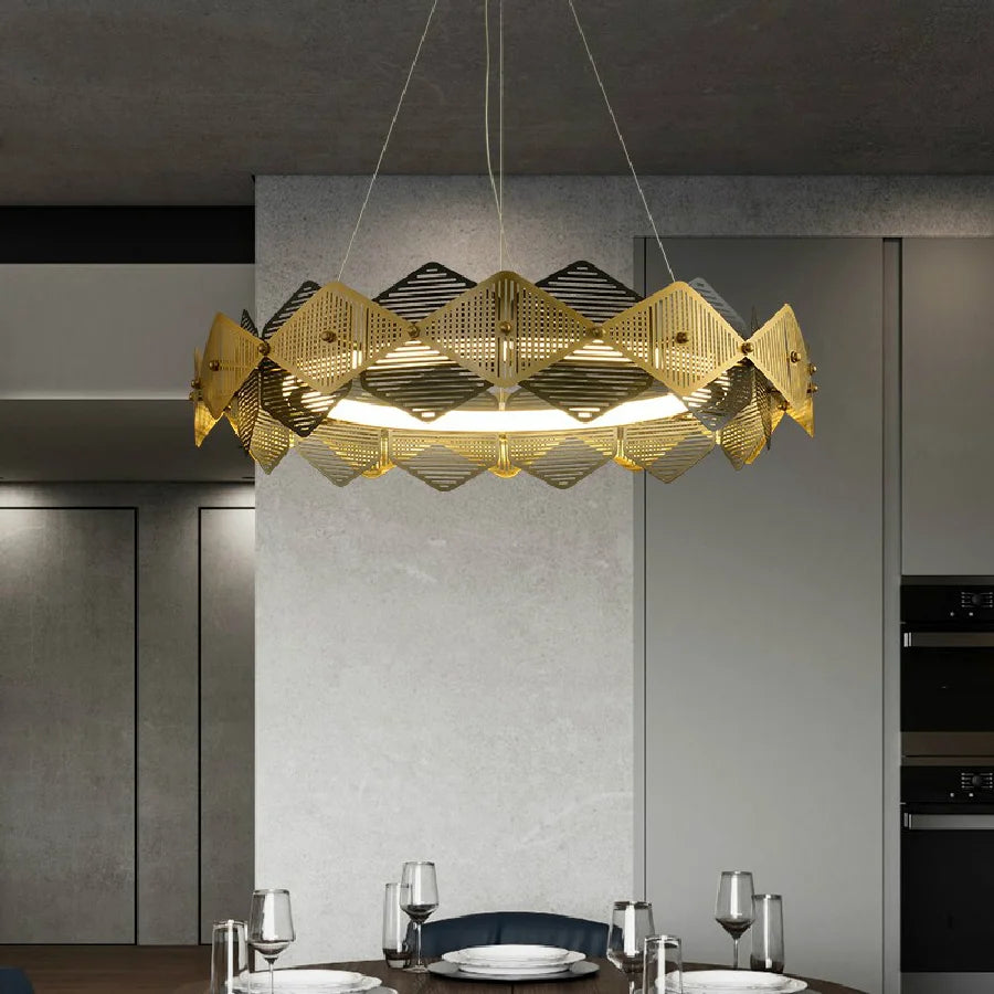 Postmodern Luxury LED Chandelier Lighting Stainless Steel Round Creative Hanging Lamp For Dining Living Room Bedroom Villa Deco