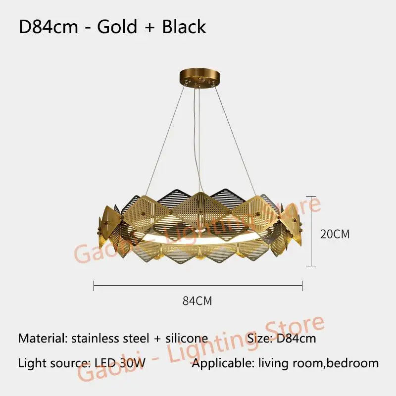 Postmodern Luxury LED Chandelier Lighting Stainless Steel Round Creative Hanging Lamp For Dining Living Room Bedroom Villa Deco