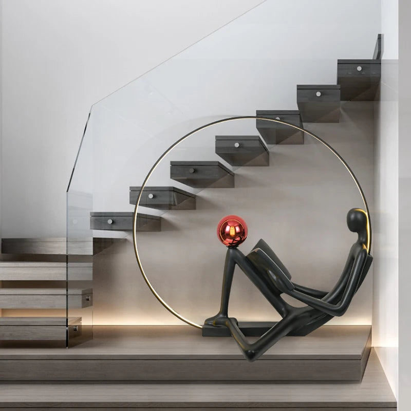Postmodern figure sculpture floor lamp creative living room hotel villa staircase abstract art decoration large decoration