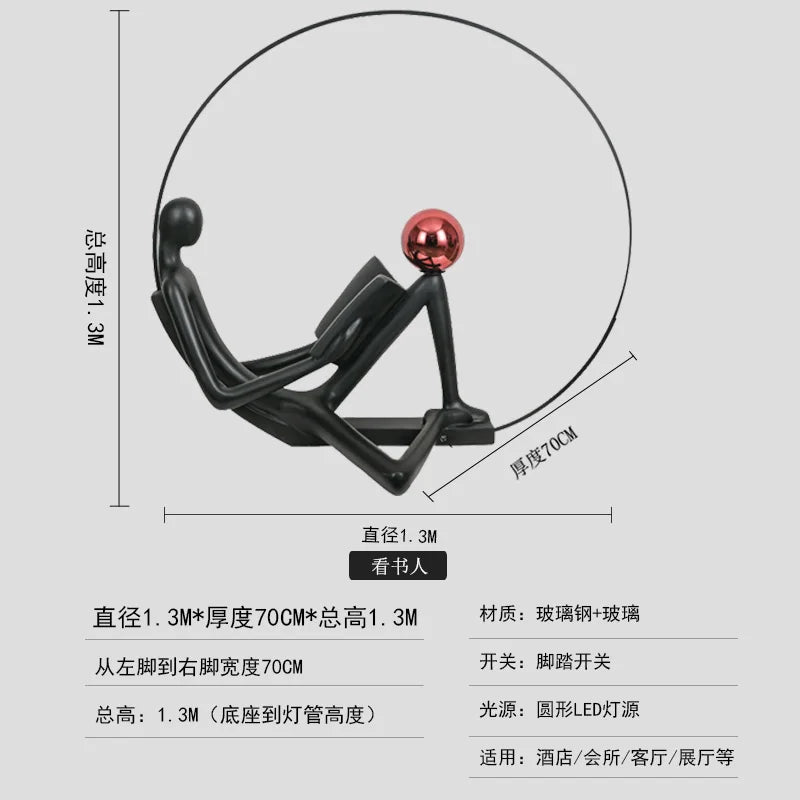 Postmodern figure sculpture floor lamp creative living room hotel villa staircase abstract art decoration large decoration