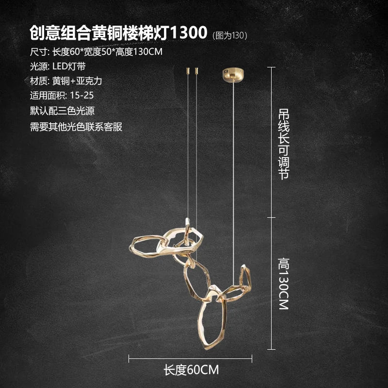 Postmodern light luxury all copper dining room bar chandelier living room villa creative art simple atmosphere chandelier