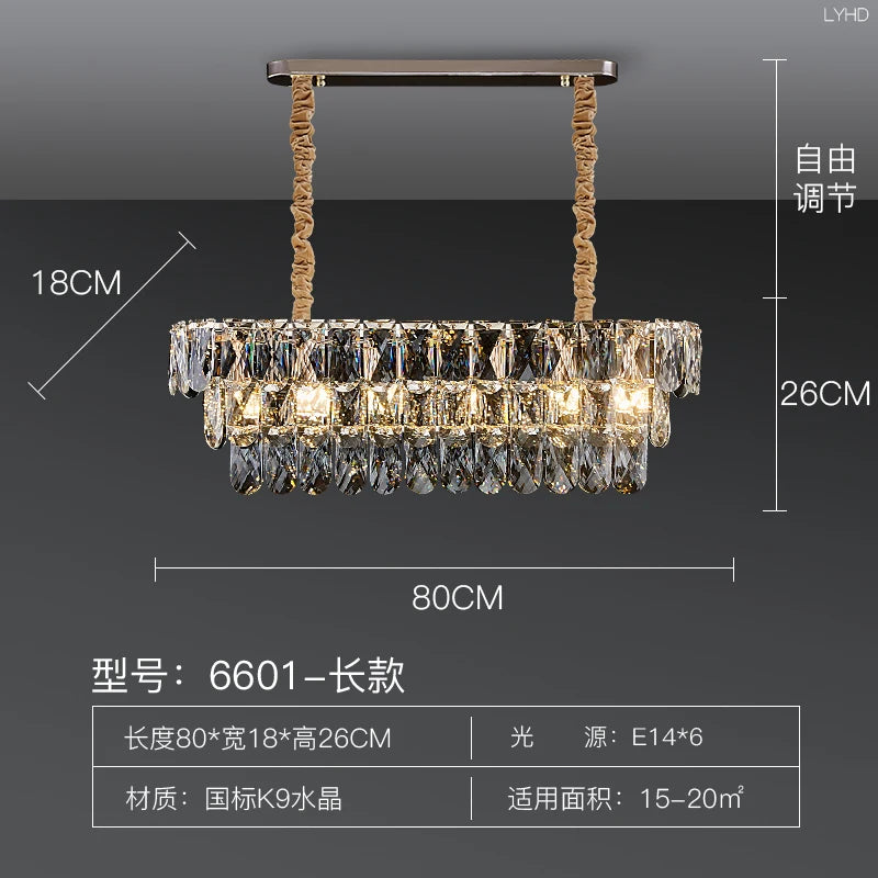 Postmodern light luxury chandelier restaurant dining room atmosphere villa lighting package new living room simple crystal lamp