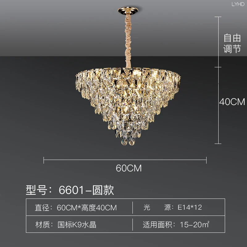 Postmodern light luxury chandelier restaurant dining room atmosphere villa lighting package new living room simple crystal lamp