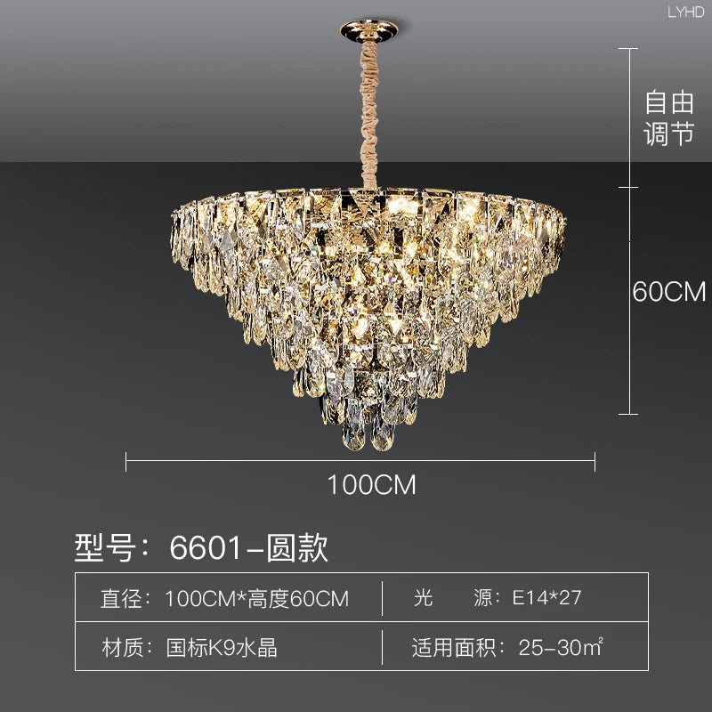 Postmodern light luxury chandelier restaurant dining room atmosphere villa lighting package new living room simple crystal lamp