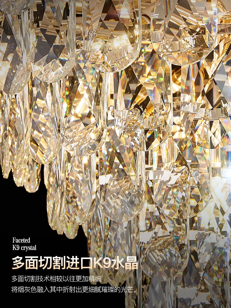 Postmodern light luxury chandelier restaurant dining room atmosphere villa lighting package new living room simple crystal lamp