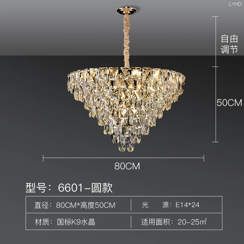 Postmodern light luxury chandelier restaurant dining room atmosphere villa lighting package new living room simple crystal lamp