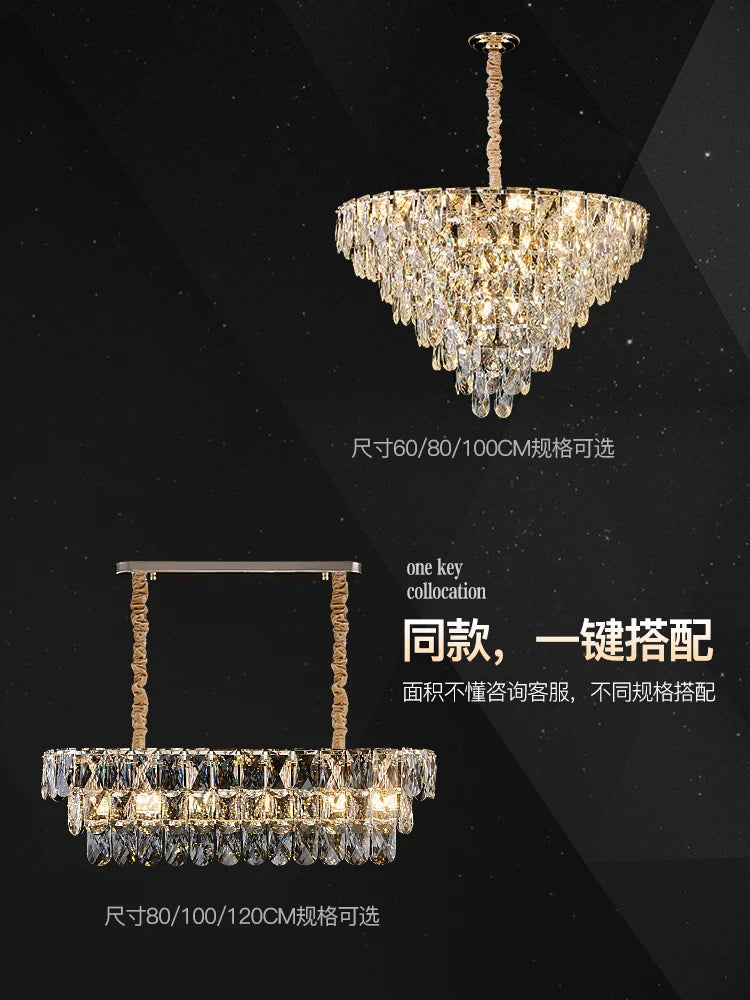 Postmodern light luxury chandelier restaurant dining room atmosphere villa lighting package new living room simple crystal lamp