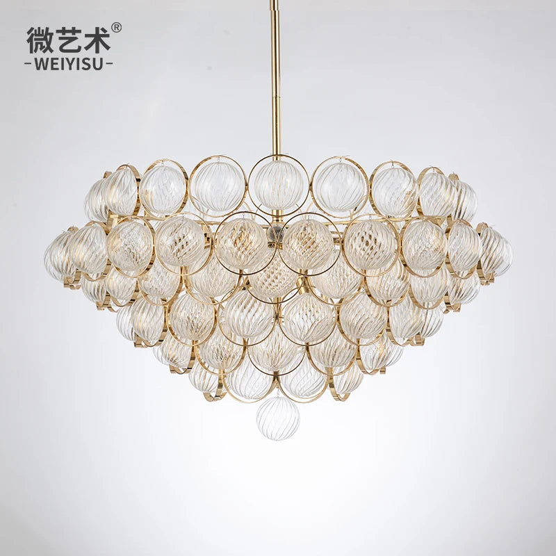 Postmodern light luxury glass chandelier Nordic fashion villa living room dining room model bedroom bedroom lamps
