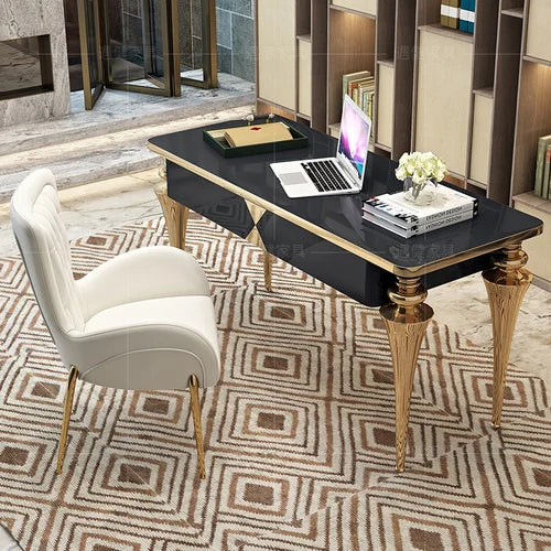 Postmodern minimalist office desk, stainless steel painted computer desk, consulting desk