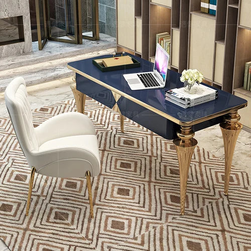 Postmodern minimalist office desk, stainless steel painted computer desk, consulting desk