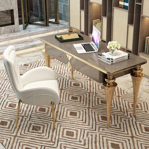 Postmodern minimalist office desk, stainless steel painted computer desk, consulting desk