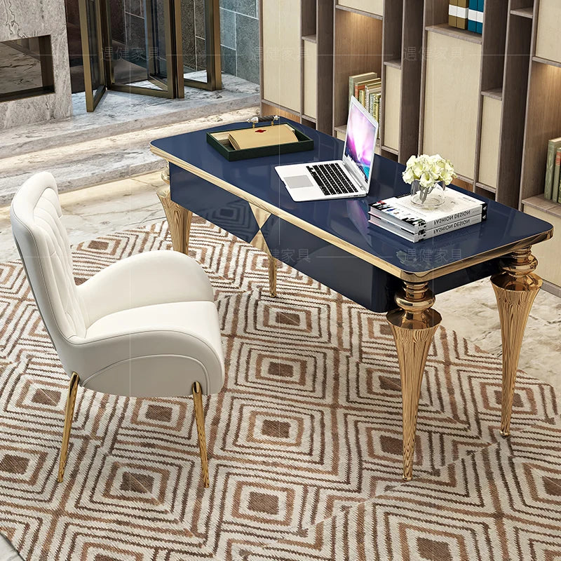 Postmodern minimalist office desk, stainless steel painted computer desk, consulting desk