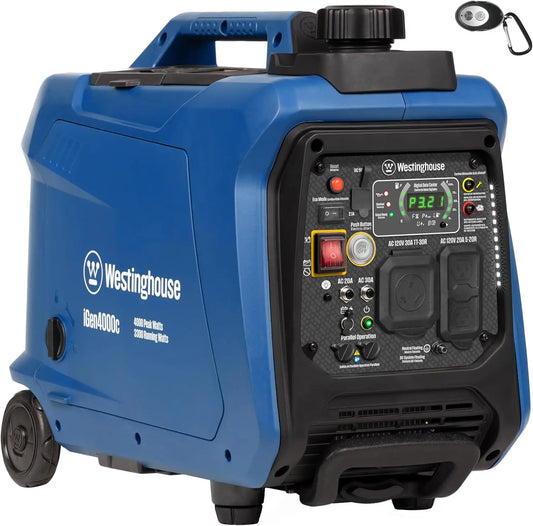 Power Equipment 4000 Peak Watt Super Quiet Portable Inverter Generator Remote Electric Start with Auto Choke RV Ready 30A Outlet