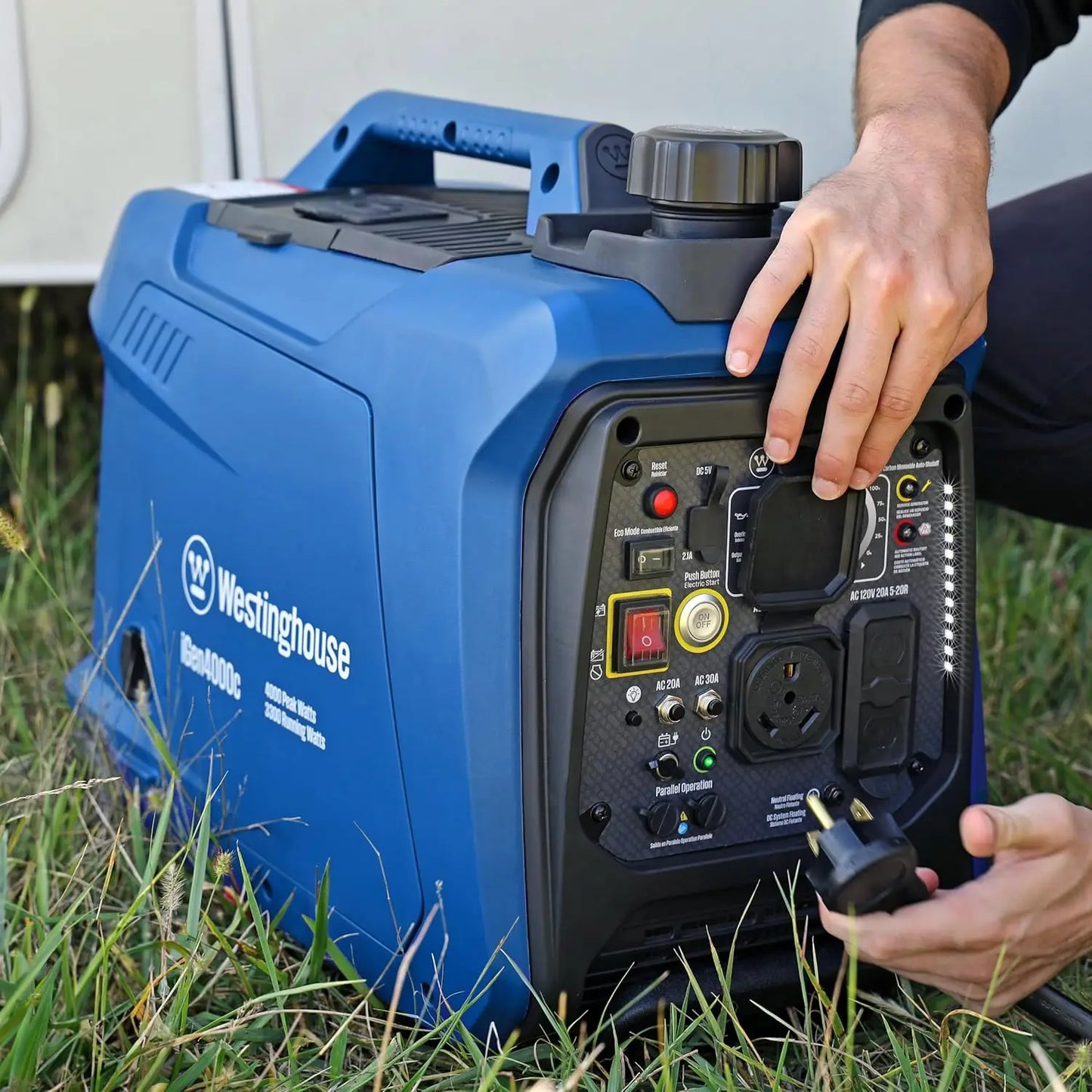 Power Equipment 4000 Peak Watt Super Quiet Portable Inverter Generator Remote Electric Start with Auto Choke RV Ready 30A Outlet