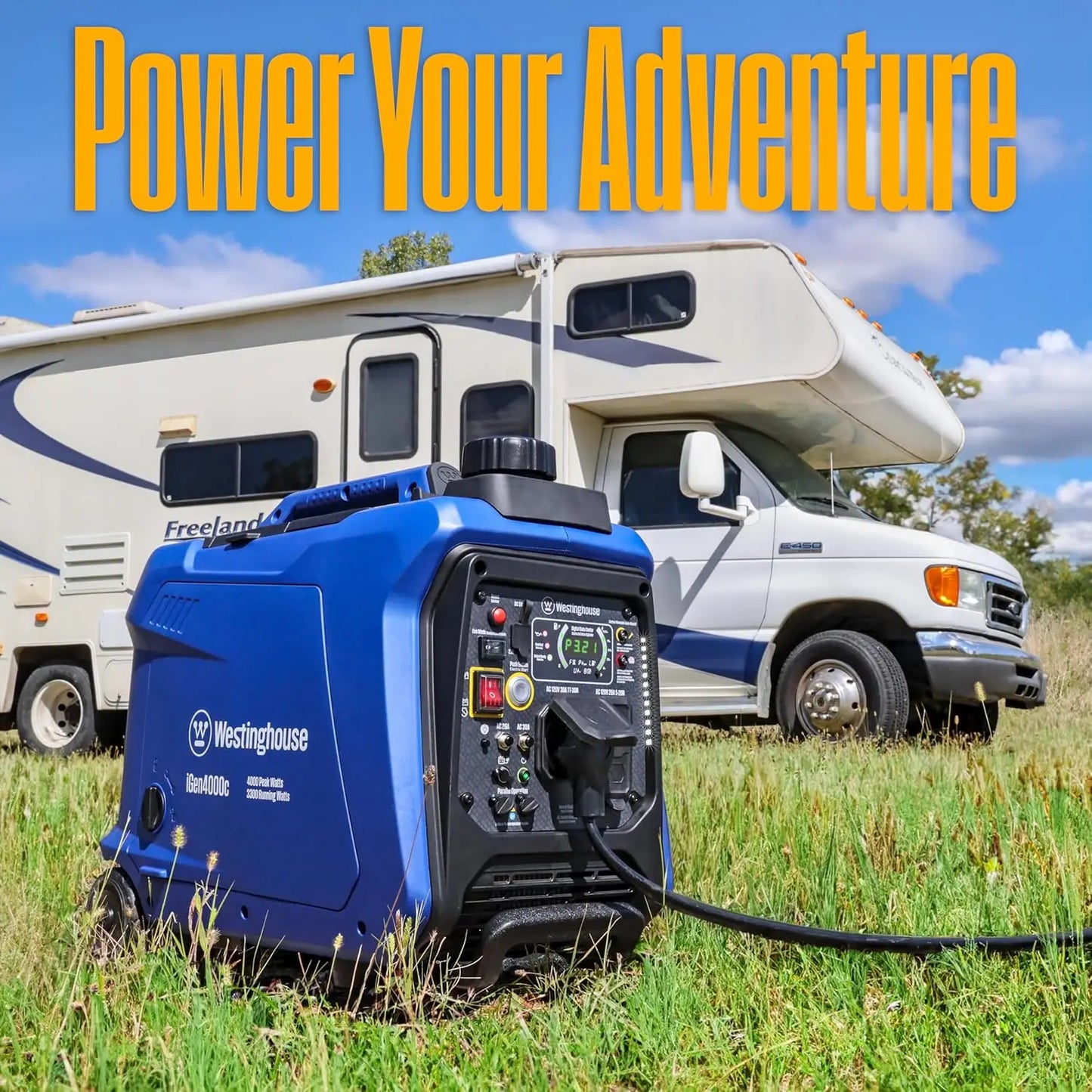 Power Equipment 4000 Peak Watt Super Quiet Portable Inverter Generator Remote Electric Start with Auto Choke RV Ready 30A Outlet