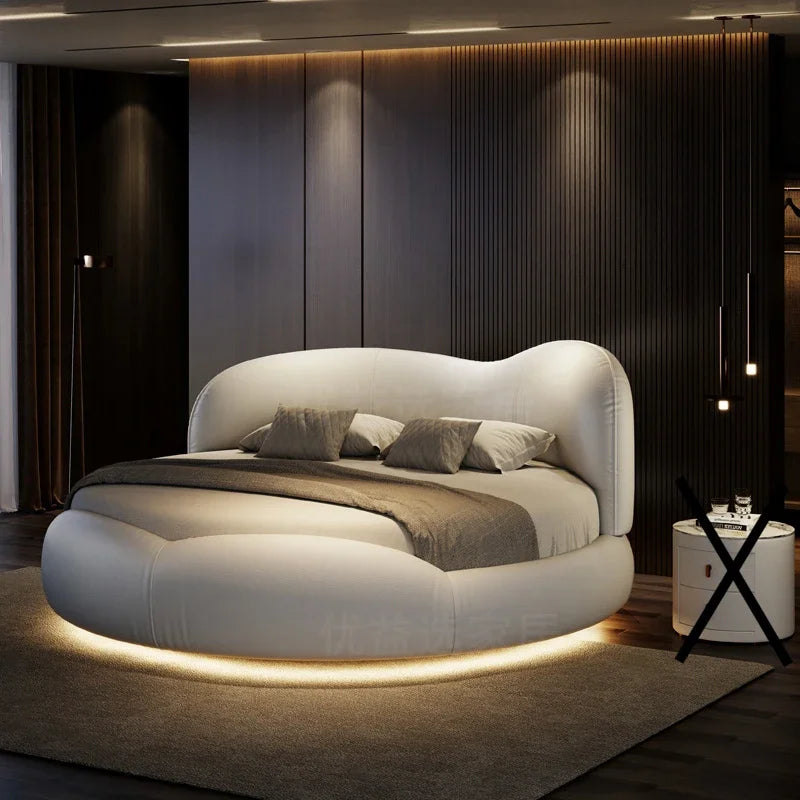 Princess Luxury Pretty Double Bed King Size Modern Italian Round Bed Loft Villa Camas De Dormitorio Bedroom Set Furniture