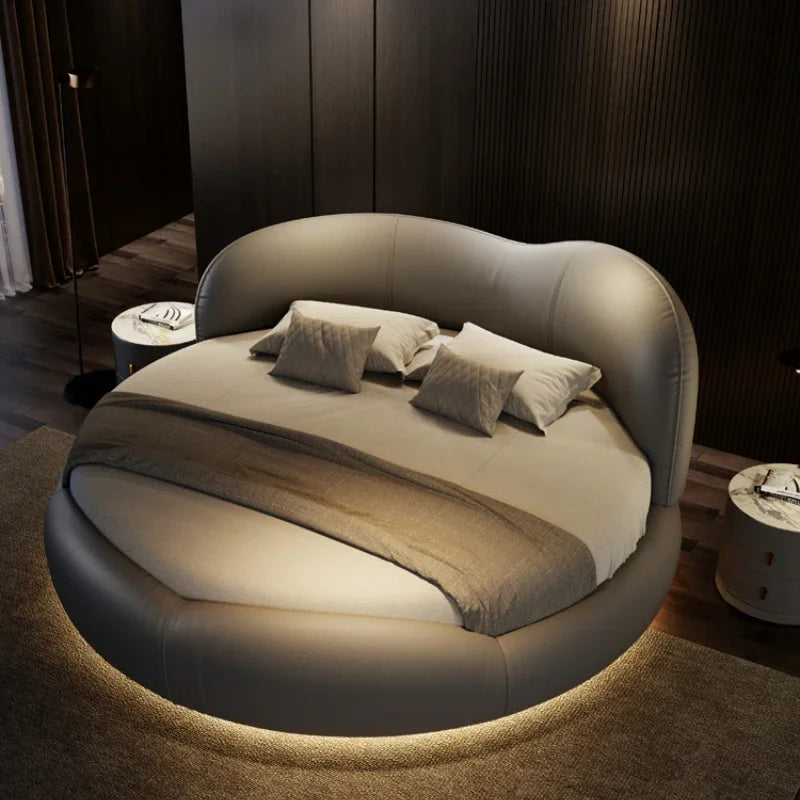 Princess Luxury Pretty Double Bed King Size Modern Italian Round Bed Loft Villa Camas De Dormitorio Bedroom Set Furniture