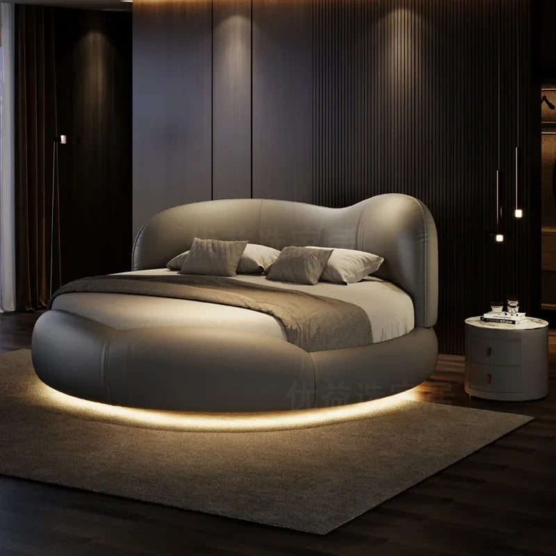 Princess Luxury Pretty Double Bed King Size Modern Italian Round Bed Loft Villa Camas De Dormitorio Bedroom Set Furniture