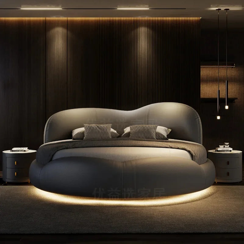 Princess Luxury Pretty Double Bed King Size Modern Italian Round Bed Loft Villa Camas De Dormitorio Bedroom Set Furniture