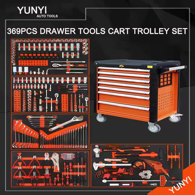 Profession elle 369-teilige Rollschrank-Werkzeugwagen-Aufbewahrung mit 7-Schubladen-Toolkit