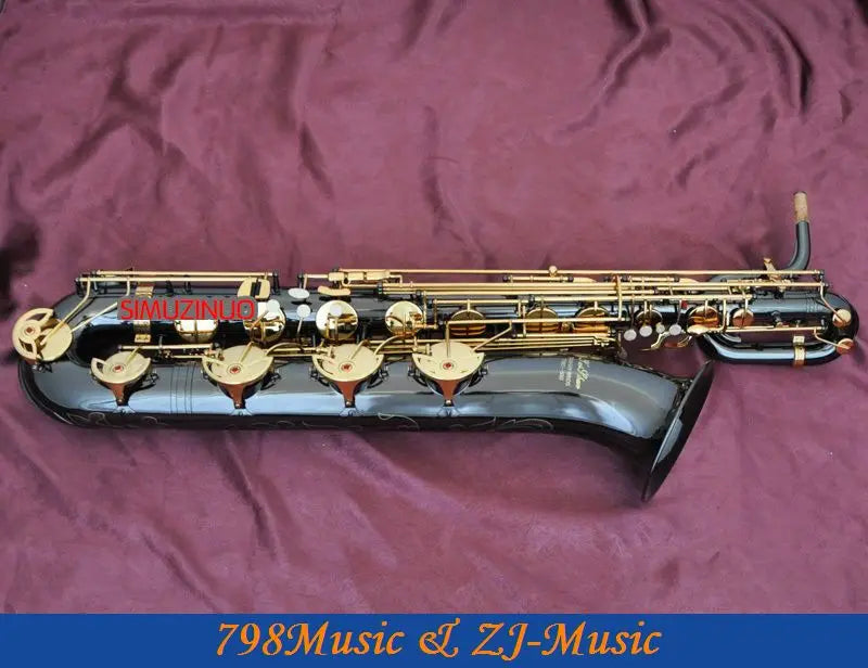 Professional Baritone Saxophone Black Nickel Gold sax High F# With Case