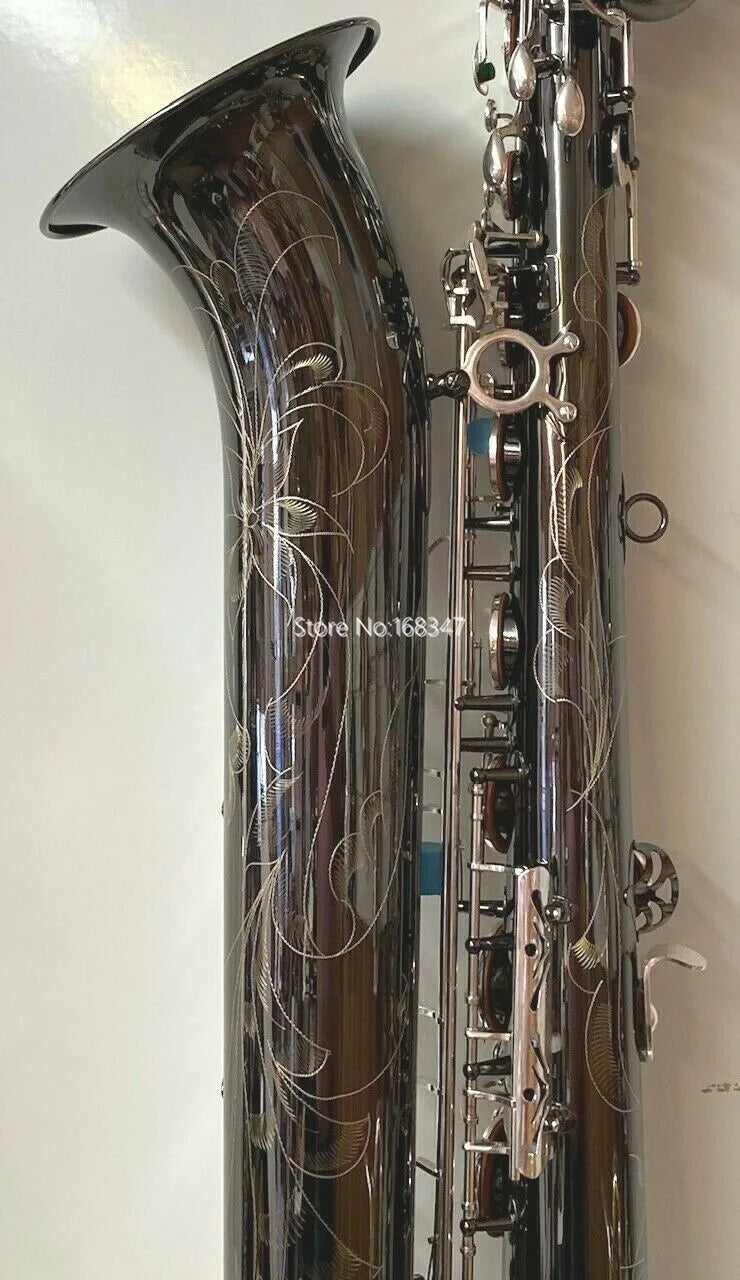 Professional Baritone Saxophone Eb Low A Black Nickel Silver Keys Musical Instrument With Case Mouthpiece Free Shipping