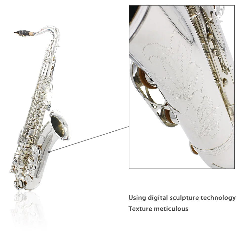 Professional Bb Tenor Saxophone Brass Lacquered Gold B Flat Sax Musical  Woodwind Instrument With Case Mouthpiece Accessories