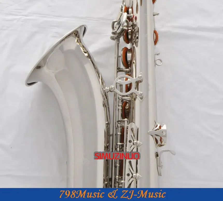 Professional  Bb Tenor Saxophone Silver Nickel Sax FREE Metal Mouthpiece with Case