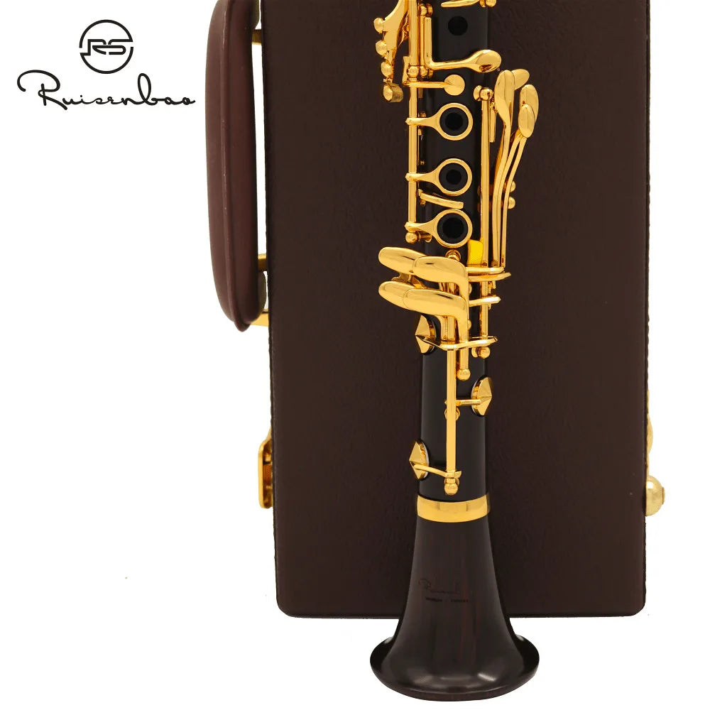 Professional Eb 18 Keys Clarinet Ebony Wood Clarinet Gold Plated Key E fFat Sweet Tone