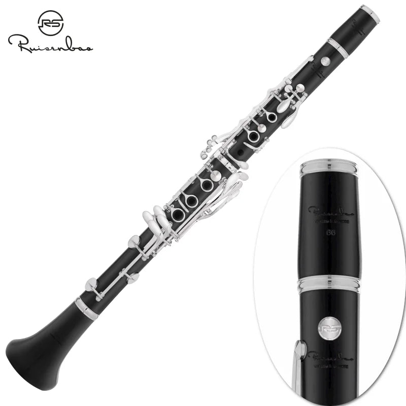Professional Grenadilla Ebony Wooden Bb Soprano18 Key Clarinet Silver plated Keys Italian Pads With Case
