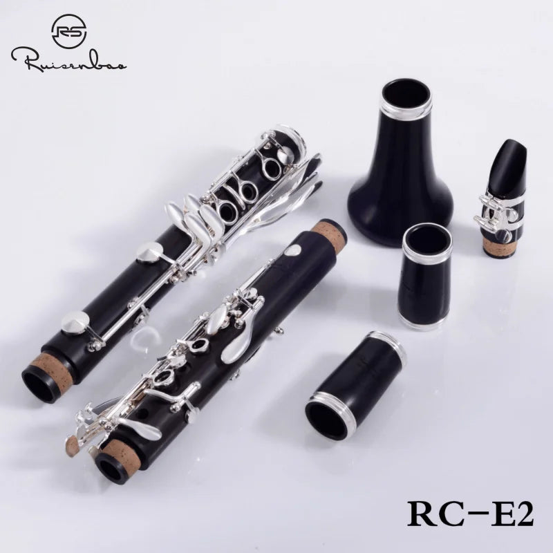 Professional Grenadilla Ebony Wooden Bb Soprano18 Key Clarinet Silver plated Keys Italian Pads With Case