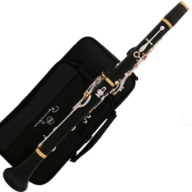 Professional Grenadilla Ebony Wooden Bb Soprano19 Key Clarinet silver plated keys Italian pads With Case