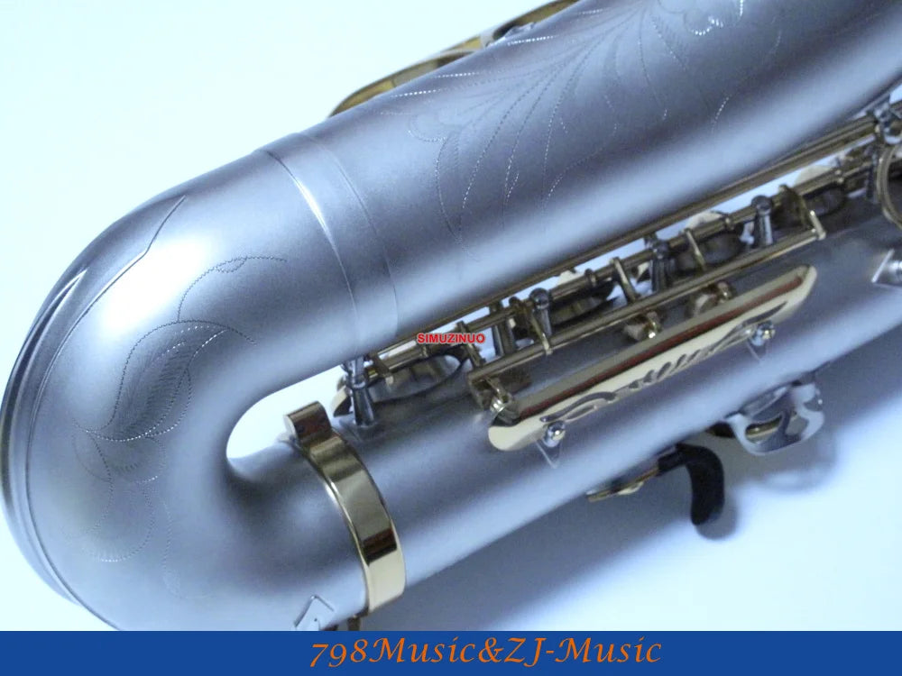 Professional New Satin Nickel Tenor sax High F# saxophone With Case FREE LORICO ACCESSORY