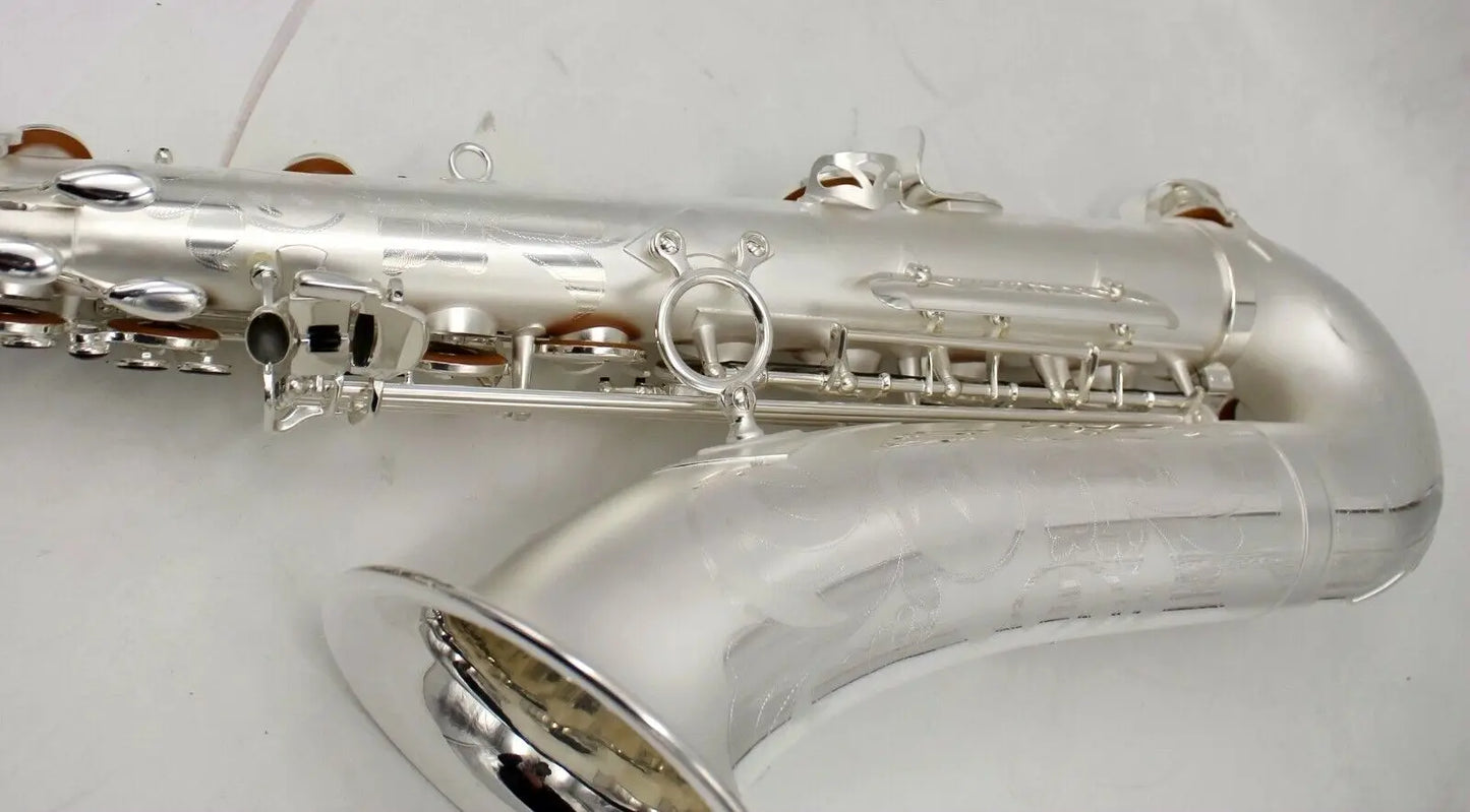 Professional New satin silver plated Tenor Saxophone tenor sax R54 type by music