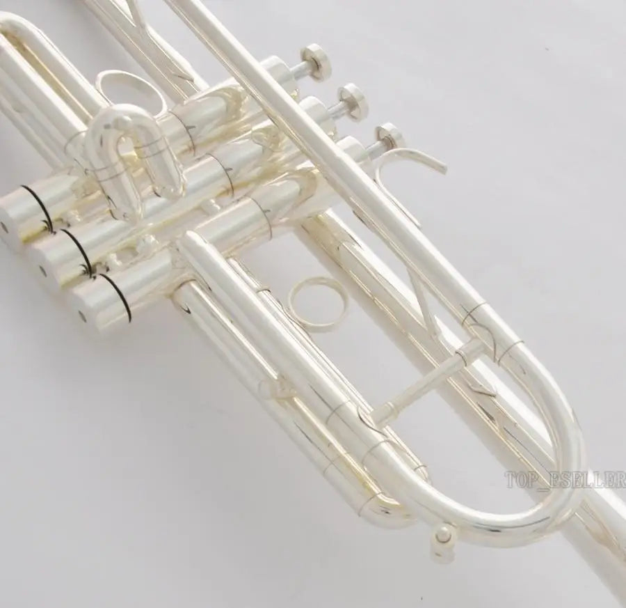 MMOOKA Professional Silver Plated Heavy Trumpet Monel Valve Horn 2 Mouthpiece With Case