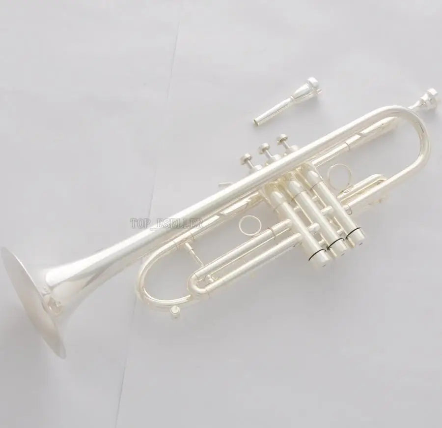 MMOOKA Professional Silver Plated Heavy Trumpet Monel Valve Horn 2 Mouthpiece With Case