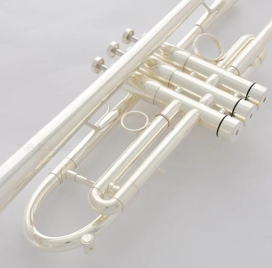 MMOOKA Professional Silver Plated Heavy Trumpet Monel Valve Horn 2 Mouthpiece With Case