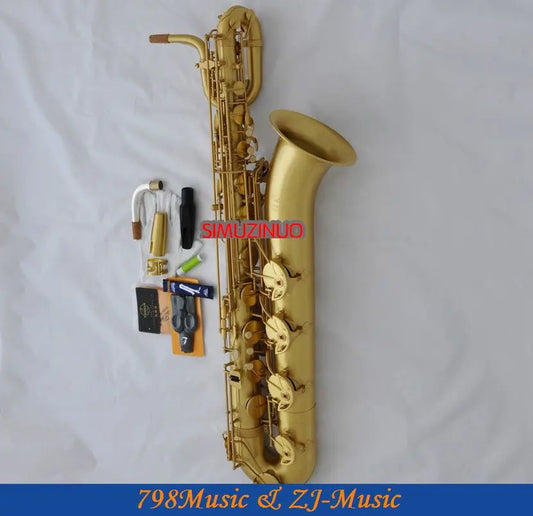 Professional Yellow Antique Baritone Eb Saxophone Bari sax 2 Neck Germany Mouthpiece