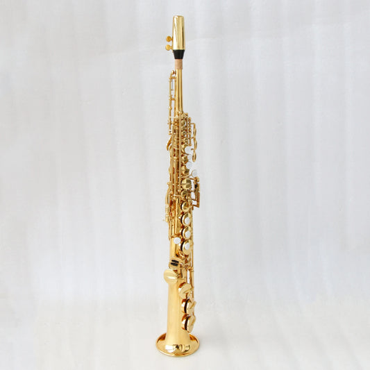 Professional factory price straight soprano saxophone brass body gold lacquer saxophone soprano