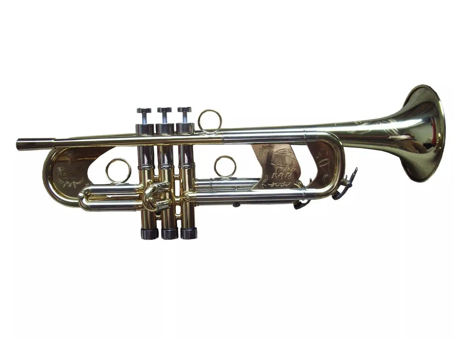 Professional heavy duty soprano Bb Trumpet gold lacquer w/case by music