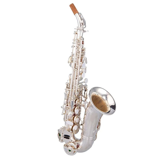 Professional silver plated Curved soprano saxophone with Premium sax bags and accessories