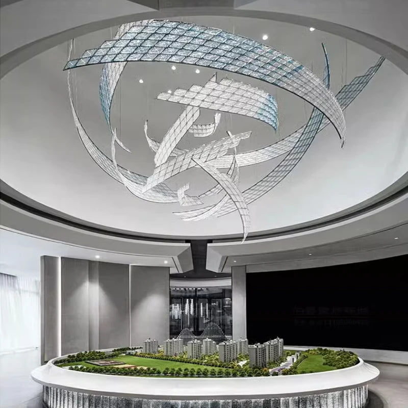 Project custom spiral shaped design glass chandelier stair light Villa hall living room interior lighting Attic kitchen light