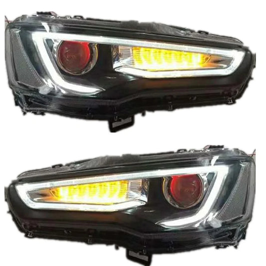 RTS LED Scheinwerfer Für  Lancer EVO 2008-UP Dual Strahl Scheinwerfer Montage mit Sequentielle Blinker Für Lancer