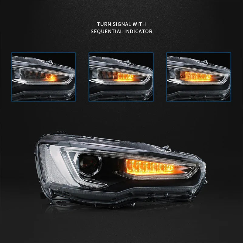 RTS LED Scheinwerfer Für  Lancer EVO 2008-UP Dual Strahl Scheinwerfer Montage mit Sequentielle Blinker Für Lancer