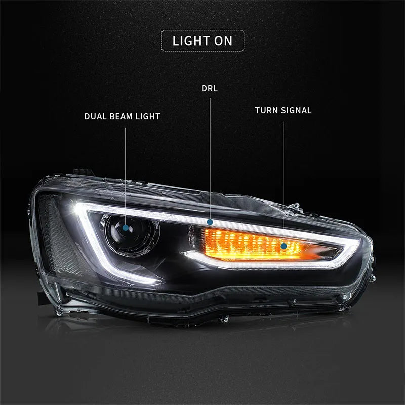 RTS LED Scheinwerfer Für  Lancer EVO 2008-UP Dual Strahl Scheinwerfer Montage mit Sequentielle Blinker Für Lancer