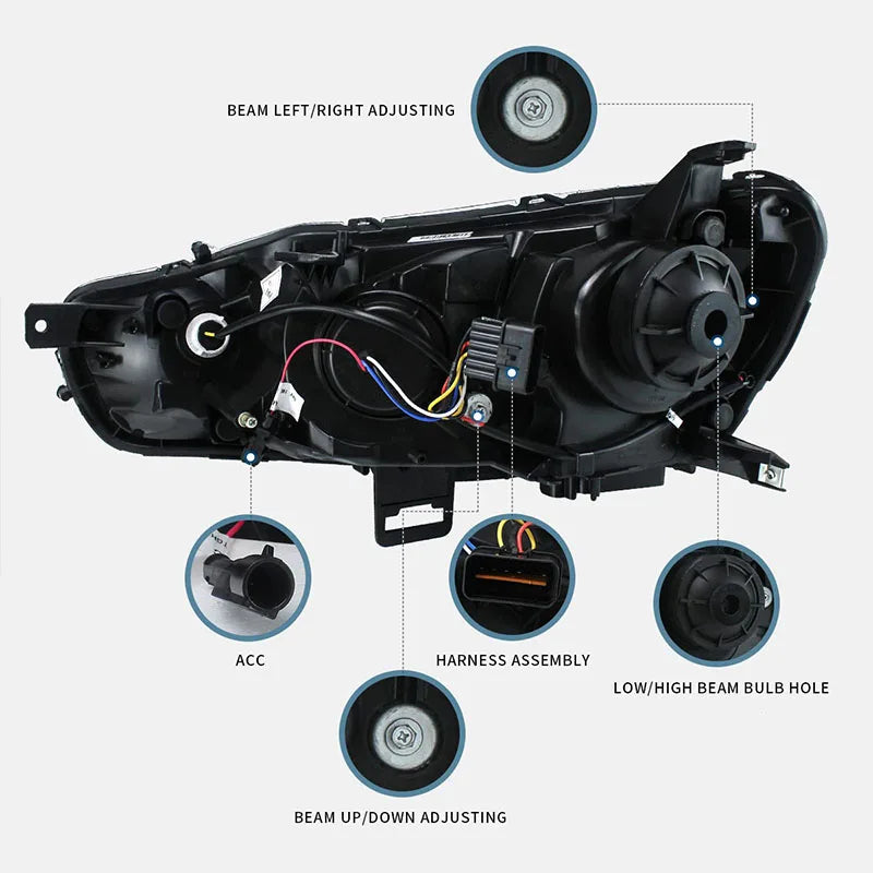 RTS LED Scheinwerfer Für  Lancer EVO 2008-UP Dual Strahl Scheinwerfer Montage mit Sequentielle Blinker Für Lancer