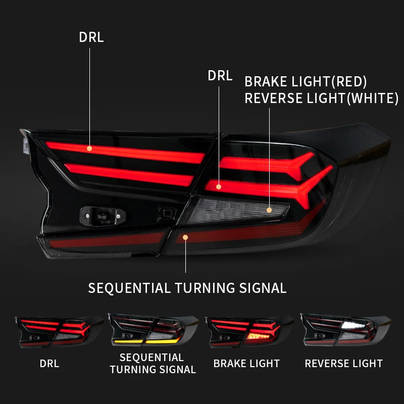 RTS Volle LED rückleuchten für accord limousine 10th Gen mit sequentielle schwanz lampe 2018 2019 Für Honda Accord rearlamp